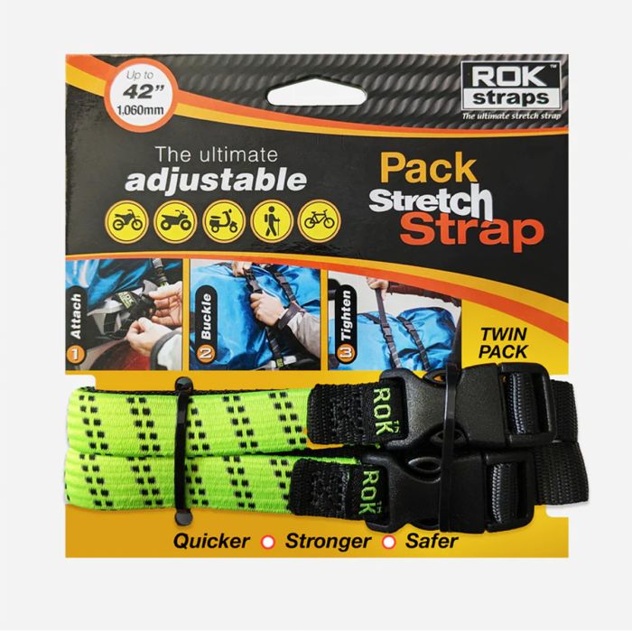 ROK Straps Stretch Strap Adjustable Reflective Luggage Straps 2 Pack -  Black - 60 - Padgett's Motorcycles